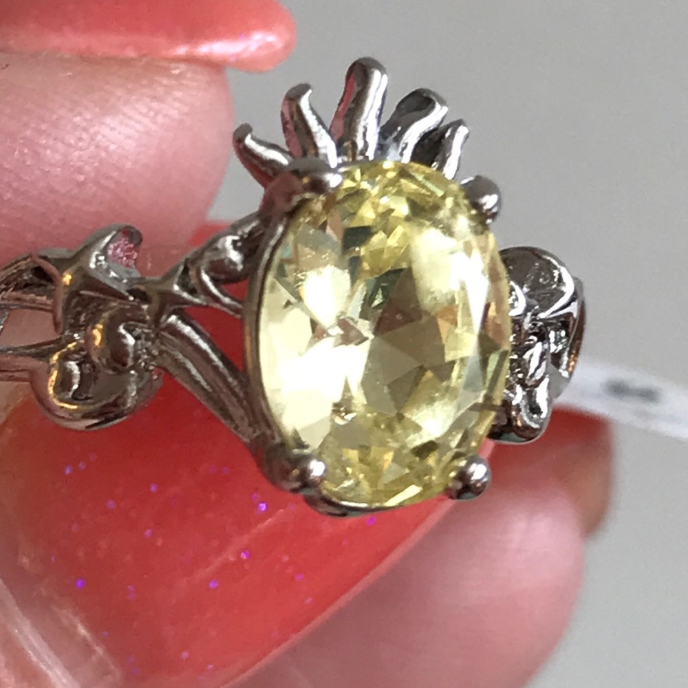 Citrine Jonquil Crystal Ring Sz 6